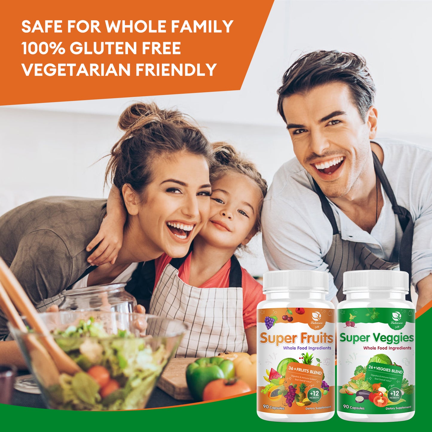 Fruits and Veggies Supplement with Probiotics - 90 Fruit and 90 Veggie Capsules with 120+ Vitamins and Minerals - Supports Energy Levels & Antioxidant - Vegan Friendly-Made 90 Count (Pack of 2)