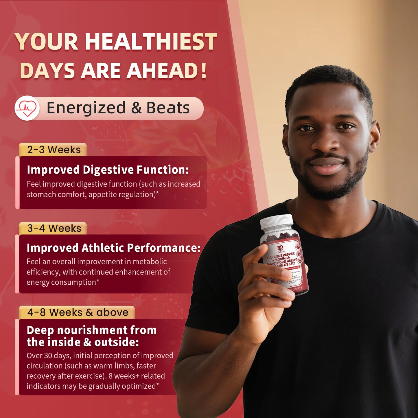 Lukaree 16-in-1 Cayenne Pepper Gummies – Sugar-Free Wellness & Vitality Blend with Moringa, Beet Root, Hawthorn & Citrus Bergamot – 120 Gummies × 2 Bottles