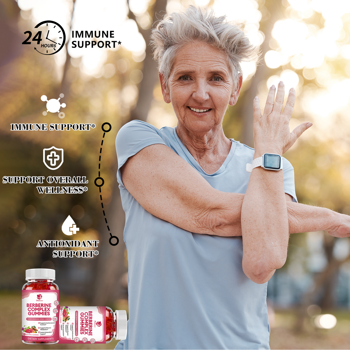 Berberine Complex Gummies- Berberine 1500mg with Ceylon Cinnamon, Turmeric, Milk Thistle Bitter Melon - Antioxidant Support - Promotes Overall Immune Health -120 Counts
