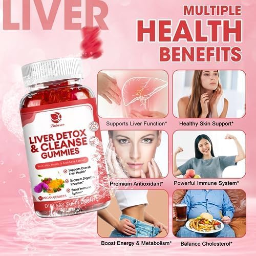 Lukaree Liver Cleanse Detox & Repair Gummies (120 ct) – Herbal Liver Support with Milk Thistle Silymarin, Dandelion, Artichoke & Elderberry, Sugar-Free Vegan Formula