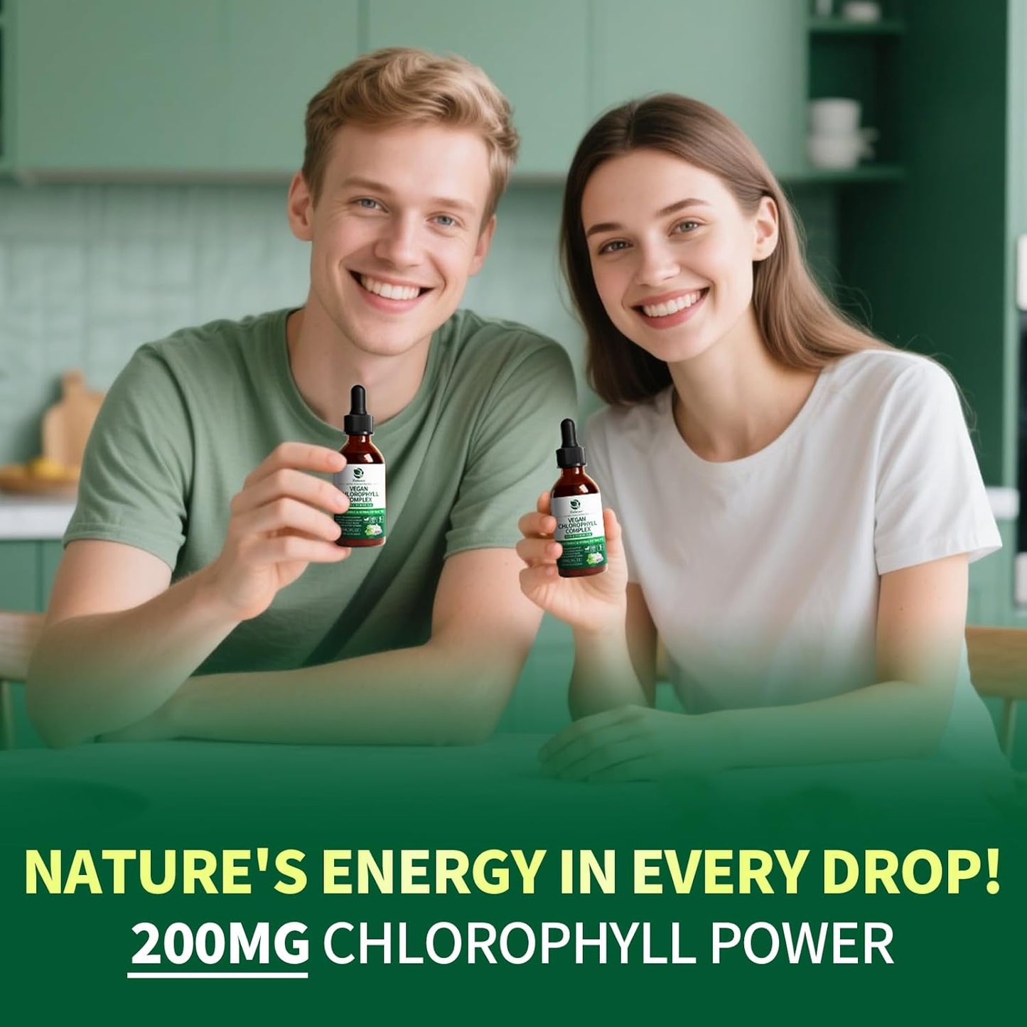 Chlorophyll Drops 200mg – 4X Strength Liquid Chlorophyllin | Cleansing, Odor Control, Skin & Gut Health | Refreshing Mint Flavor
