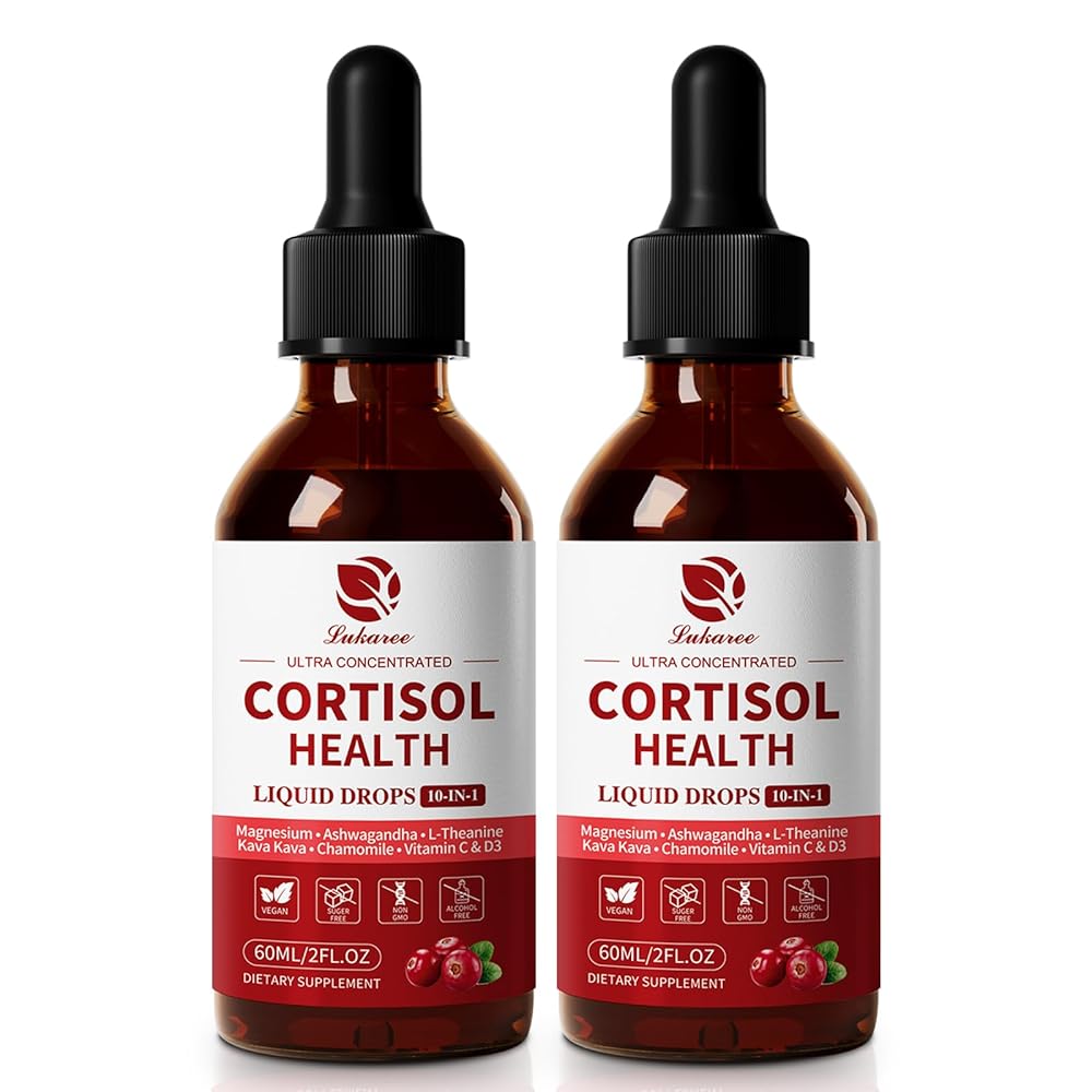 Cortisol Supplement Liquid Drops – 10-in-1 Hormone Balance Support for Women | Stress Relief, Mood & Sleep Support | Fast-Absorbing Cranberry Flavor, 2 FL.OZ