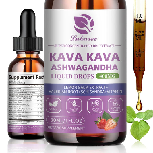 Lukaree Kava Root Extract Supplement 2-Pack – High Strength Kava Drops for Sleep Support, Cognitive and Immune Health – Vegan and Alcohol-Free