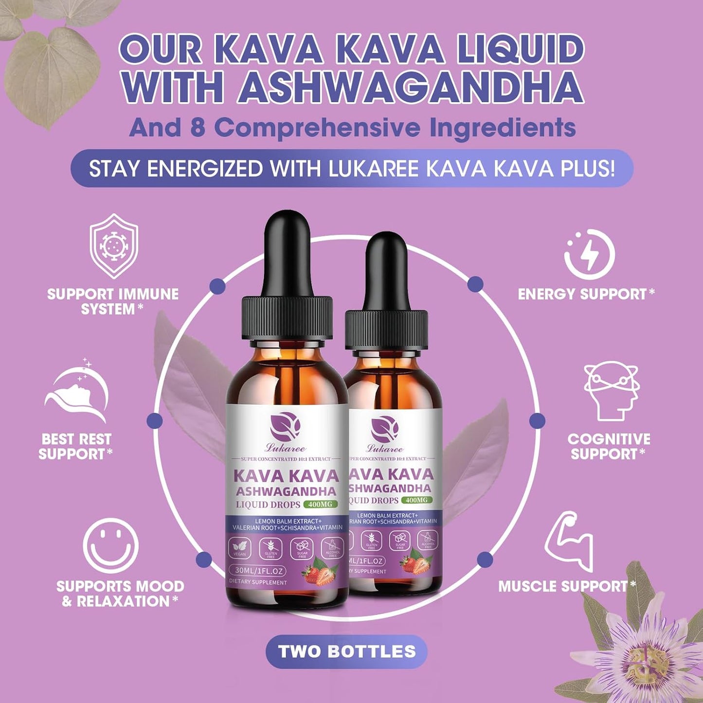 Lukaree Kava Root Extract Supplement for Stress Relief, Sleep Support, Cognitive and Immune Health