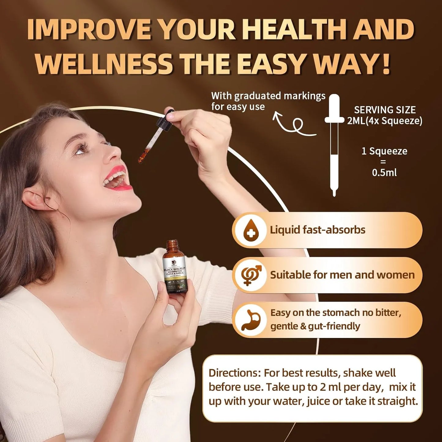 Lukaree Black Walnut Wormwood Drops – Effective Digestive Detox & 98% high Absorption