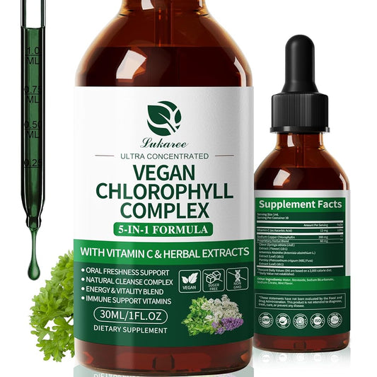 Bottle of Chlorophyll Liquid Drops 200mg – natural detox and deodorant supplement