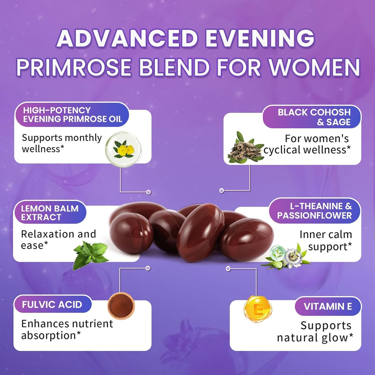 Cold-Pressed Evening Primrose Oil Softgels – GLA, Vitamin E & Herbal Blend for Women’s Health
