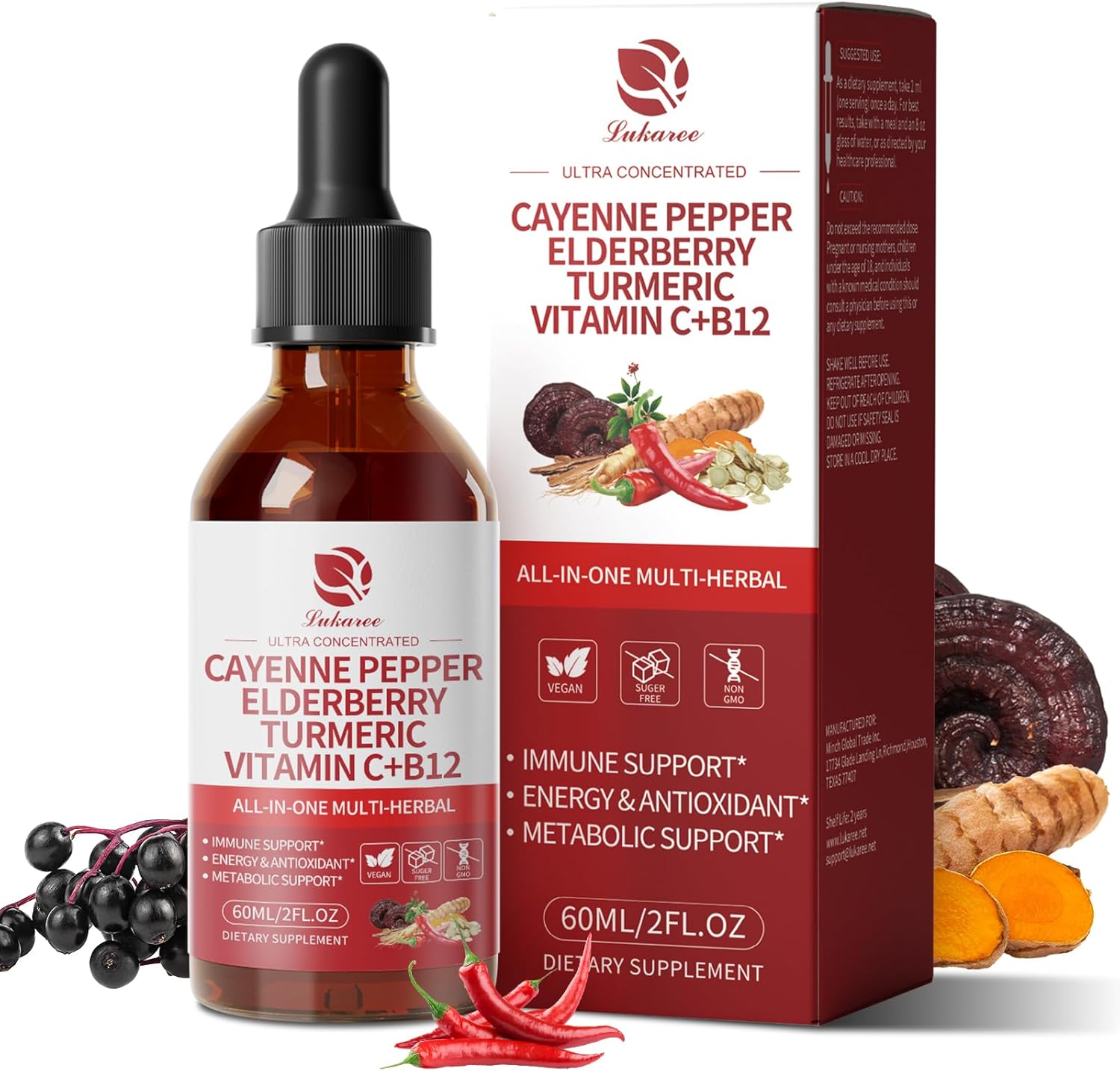 Lukaree Cayenne Pepper Liquid Drops  for Immune & Metabolic Support