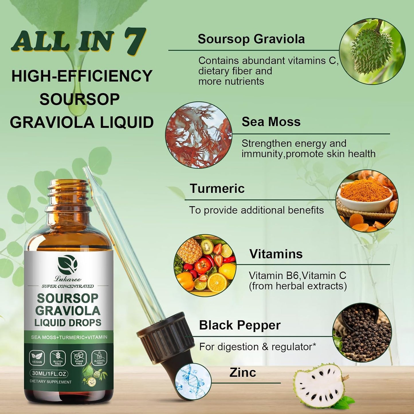 Lukaree Detox & Nourish Pack – Black Walnut Wormwood & Soursop Liquid Drops | Gut Cleanse & Detox + Antioxidant Support