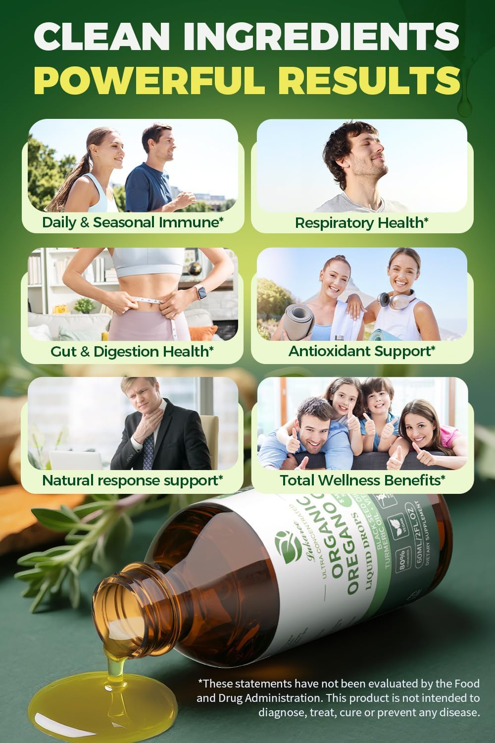Organic Oregano Oil Drops 80% Carvacrol - With Black Seed Oil, Turmeric & Vitamin E - Immune, Respiratory, Digestive Support 2 Fl Oz