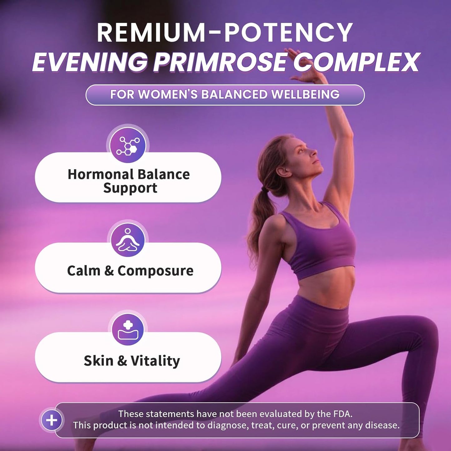 Evening Primrose Oil Complex for Women, Cold-Pressed EPO with 10% GLA, Sage, Fulvic Acid & L-Theanine – Hormonal, Skin, Mood & Immune Support – 90 Softgels