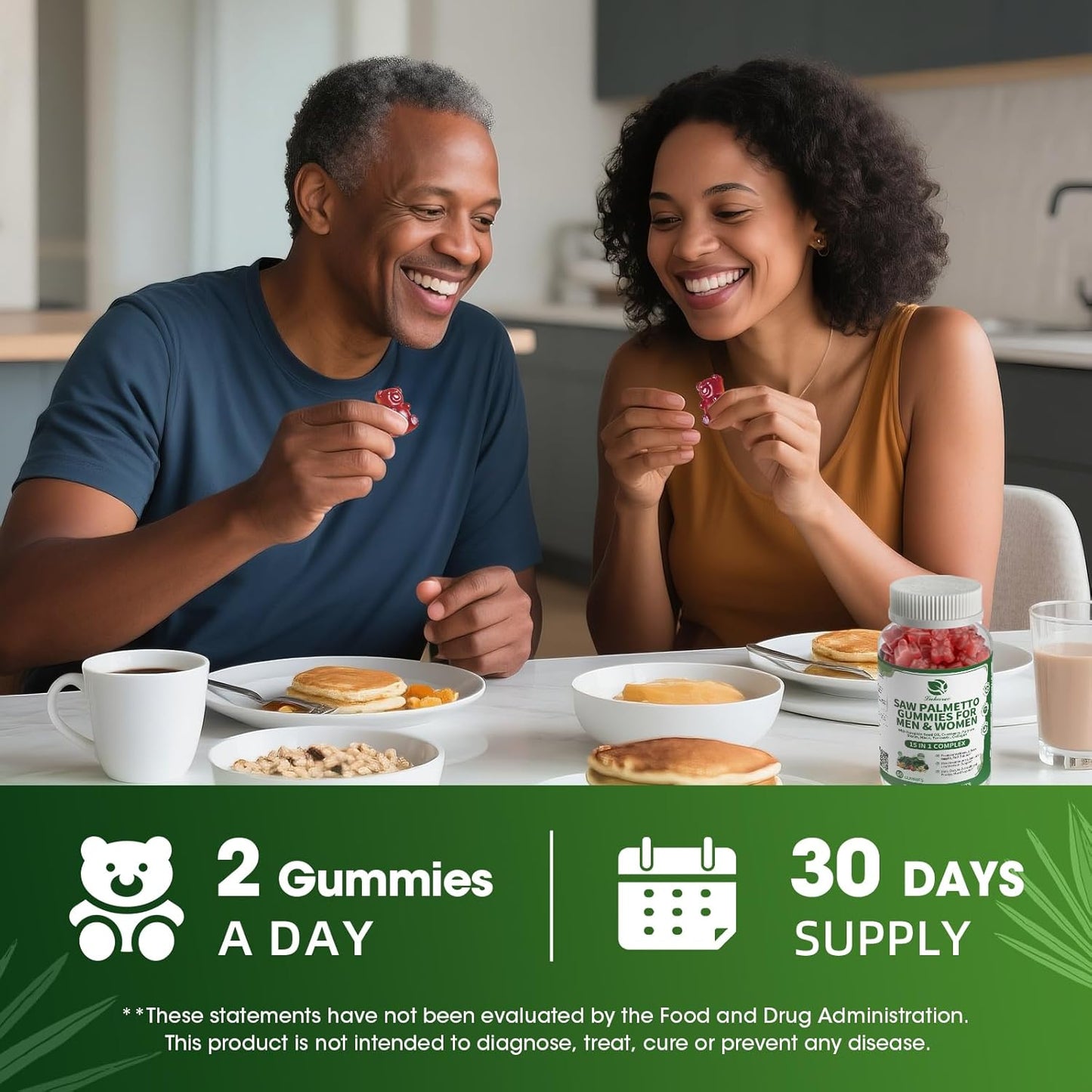 15 in 1 Saw Palmetto 2 Pack, 500mg Saw Palmetto Extract Gummies, Prostate Health Supplements for Men, Unisex DHT Blocker, for Hair, Urinary Wellness, Hormonal, Energy Support
