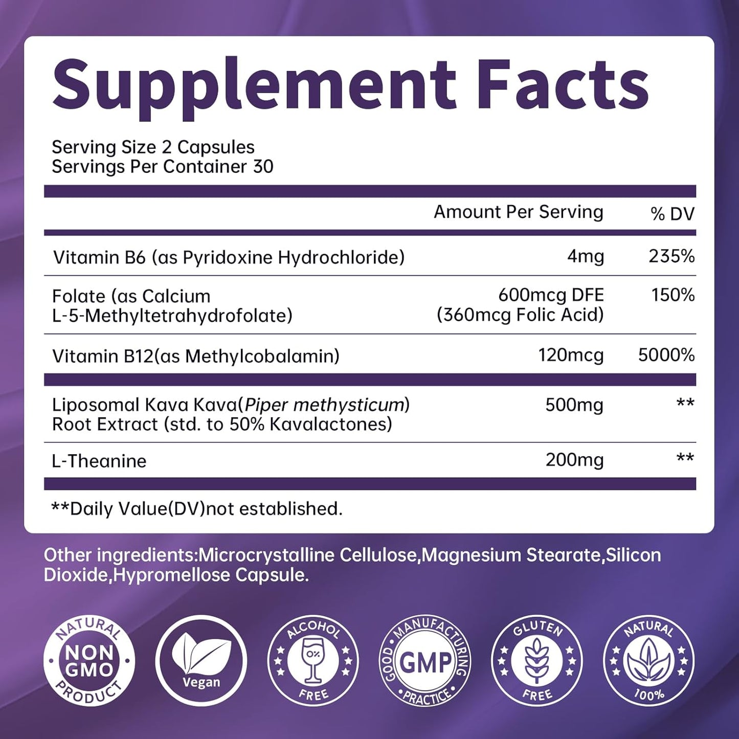 The Label of Lukaree liposomal Kava capsules