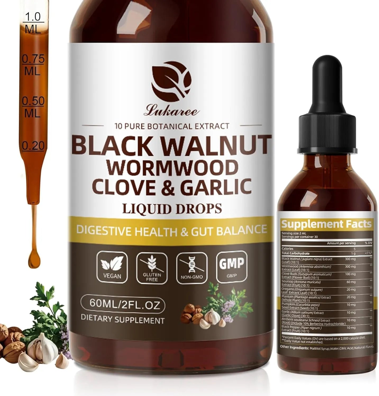 Lukaree Liposomal black walnut and wormwood tincture with 98% absorption