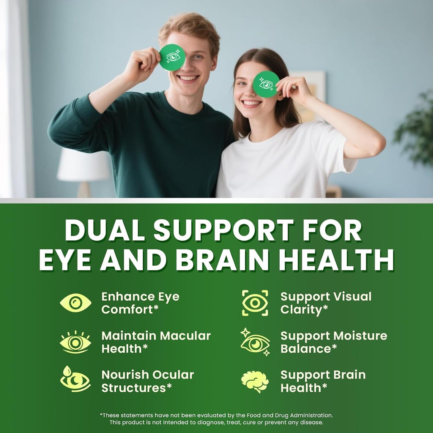 Lutein and Zeaxanthin Supplements – AREDS 2 Eye Vitamins with Bilberry, Astaxanthin, Ginkgo Biloba – Eye & Brain Health Support – 120 Vegan Capsules