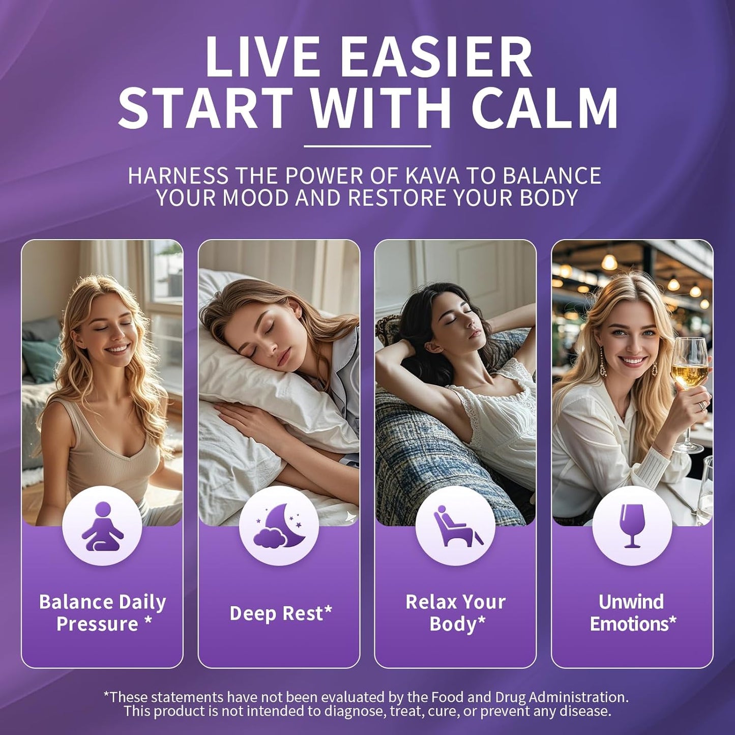 Liposomal Herbal Calm Formula Capsules with L-Theanine 200mg, 50% Kavalactones, Calming Herbal Extract Complex, Vitamin B6, B12 - for Sleep, Mood, Cognitive & Immune Support, 60CT