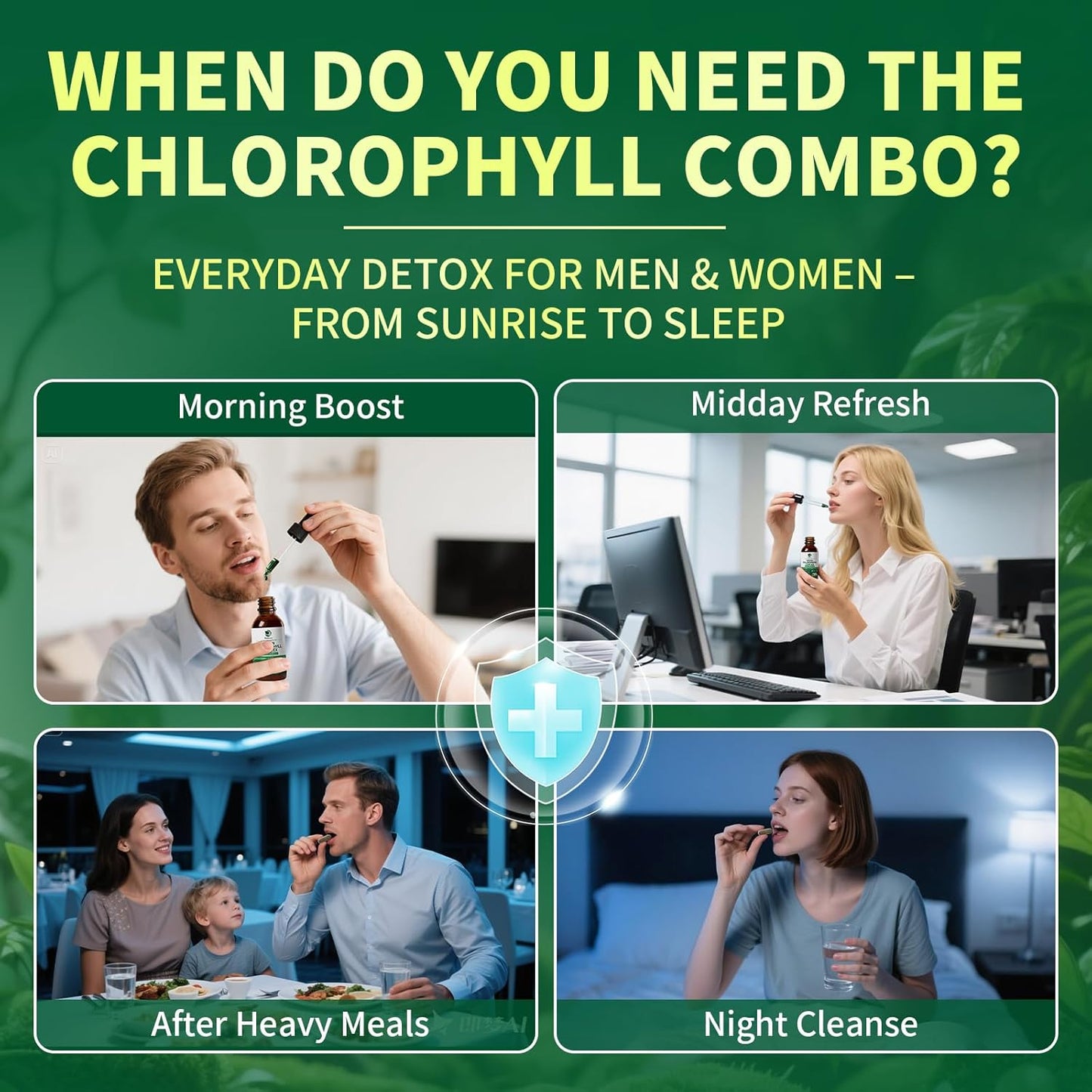 Chlorophyll Liquid Drops & Capsules Combo – 24-Hour Cleansing, Energy & Wellness Support for Oral Freshness, Immune Support, Internal Deodorant 2Oz + 120 Caps