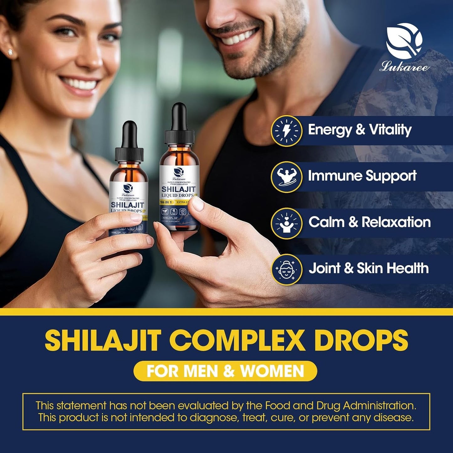 2-Pack 16-in-1 Himalayan Shilajit Resin Drops for Men & Women– Ginseng, Turmeric, Rhodiola, Wolfberry, Amla & Vitamins with 85+ Trace Minerals & Fulvic Acid, 1 fl oz