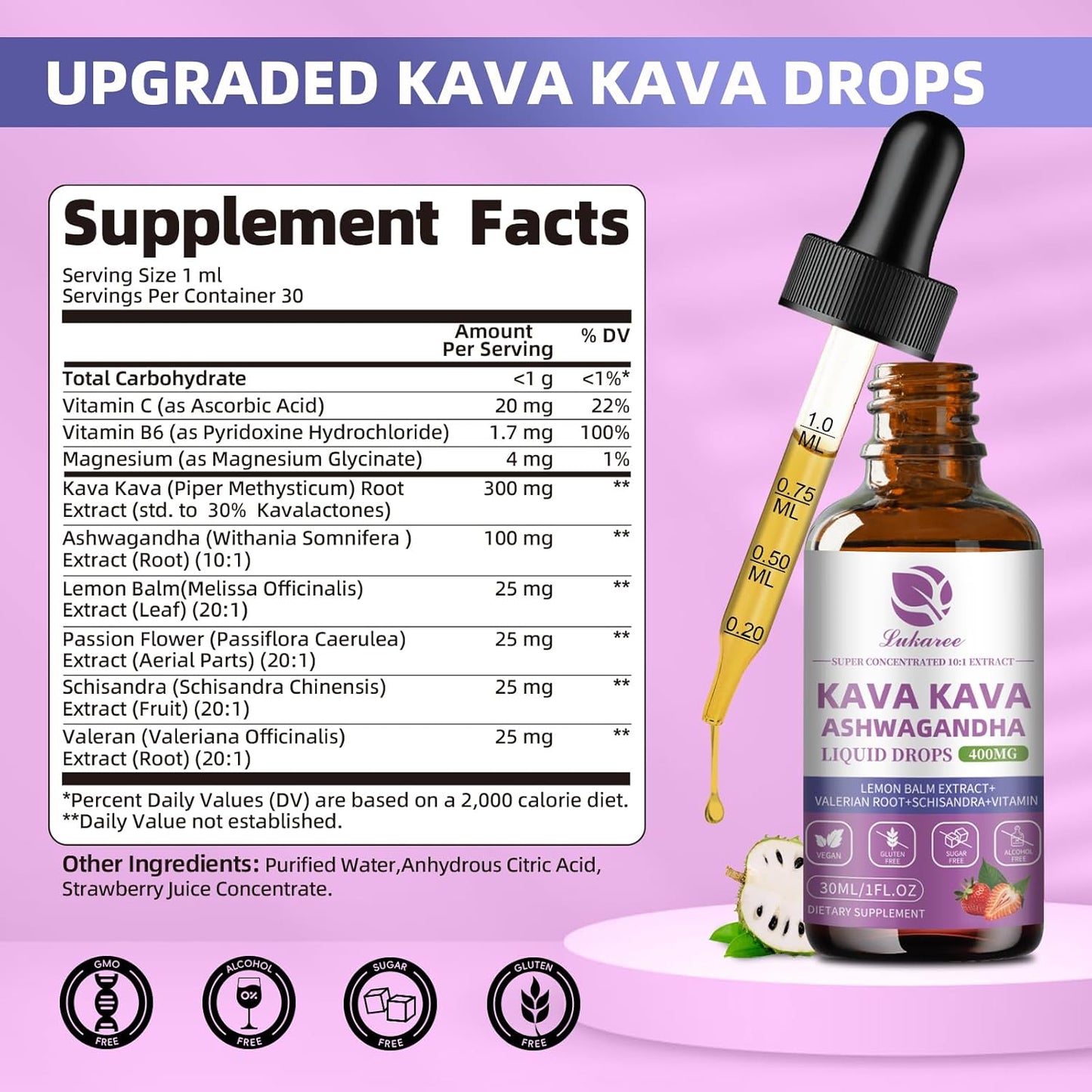 The label of Lukaree Kava Root Extract Supplement