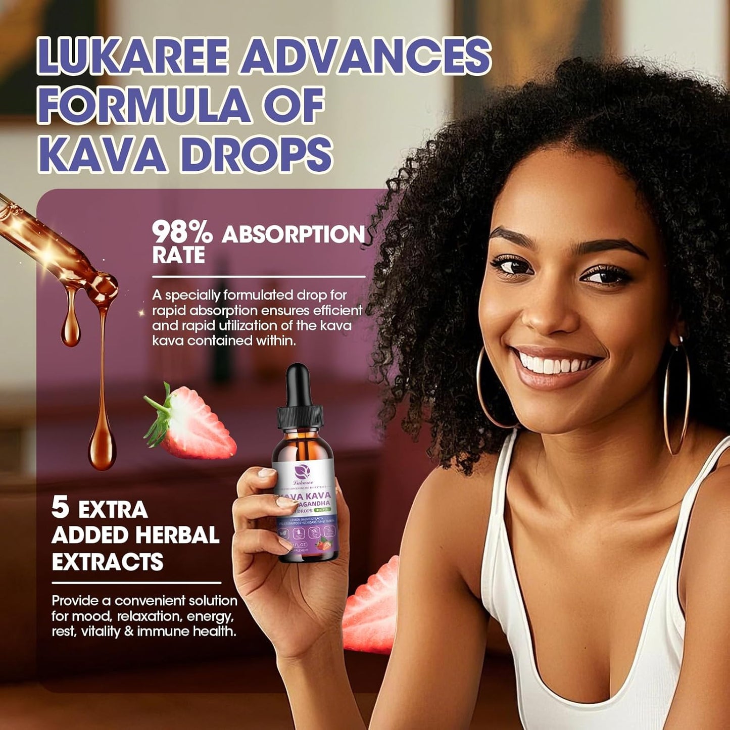 Kava Root Extract Drops Supplement - Calming High Concentration Kava with Ashwagandha, Lemon Balm, Valerian Root for Relaxation, Liver, Cognitive Support & Immune System,Vegan, Alcohol-Free (2 pack)