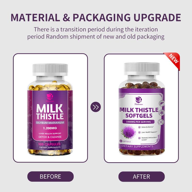 Milk Thistle Silymarin 4:1 Extract – 1000mg Herbal Liver Support Supplement with Natural Antioxidants – 60 Capsules