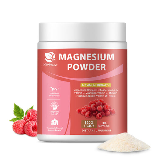 Magnesium Powder Supplement with Folate and L-Theanine – Raspberry Flavor 60 Servings