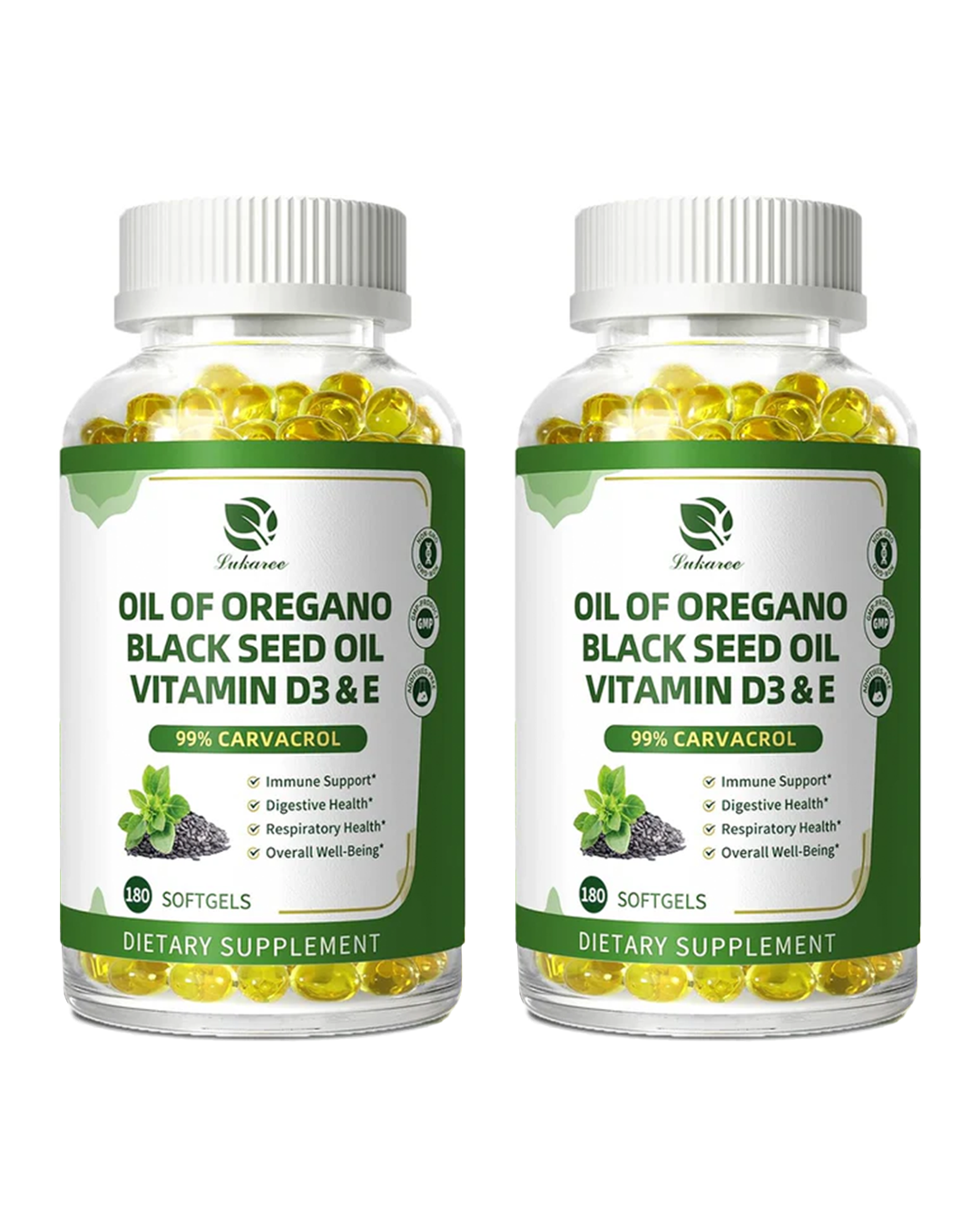 Oregano Oil Capsules – 99% Carvacrol, 5-in-1 with Black Seed Oil, Vitamins D3 & E, Black Pepper | Immune, Respiratory & Digestive Support | 180 Softgels