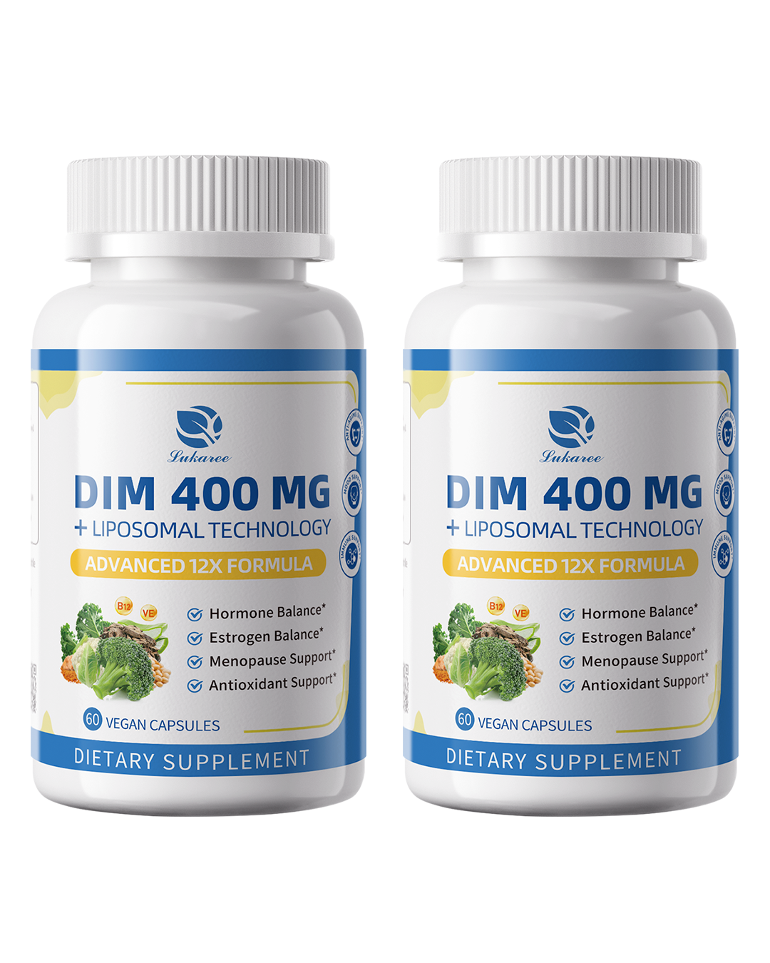 Lukaree DIM Supplement 400MG for Women, Liposomal - Estrogen Support & Antioxidant Support - with Black Cohosh, Soy Isoflavones & Alpha Lipoic Acid - Vegan, 60 Ct.