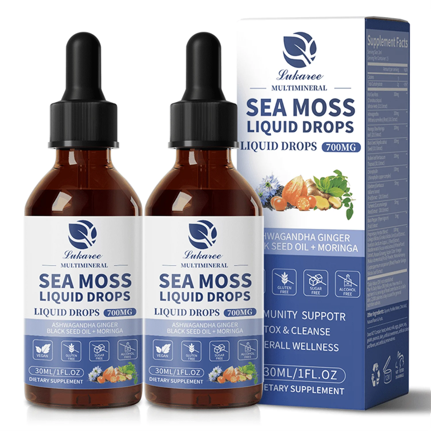 Sea Moss Liquid Drops Bottle – 2 Fl Oz, Vegan & Non-GMO