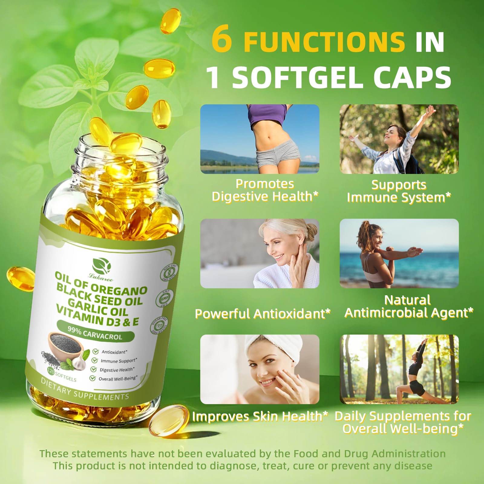 Lukaree Organic Oregano Oil Capsules  for Antioxidant, Immune & Digestive Support