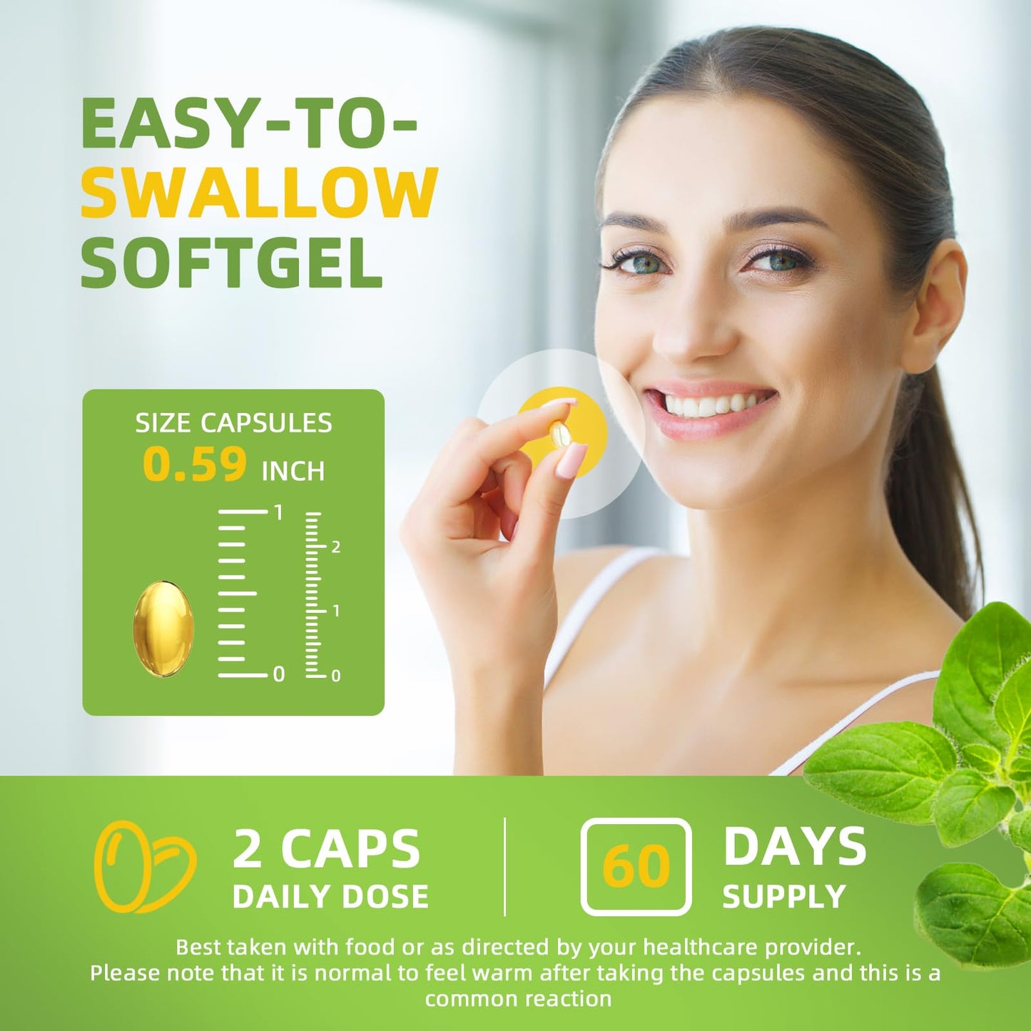 (2 Pack)Pure Oregano Oil Softgels, Oil of Oregano with Black Seed Oil, Garlic Oil, Vitamin D3 E for Immune Heart Digestive Support - Antioxidant Supplement Softgels for Bone Health & Energy Boost