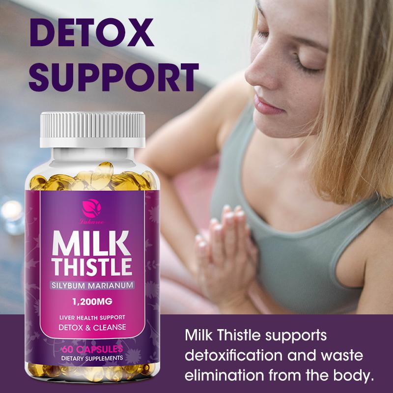 Milk Thistle Silymarin 4:1 Extract 1000mg for Liver Health Lower blood lipids and protect cardiovascular glutathione