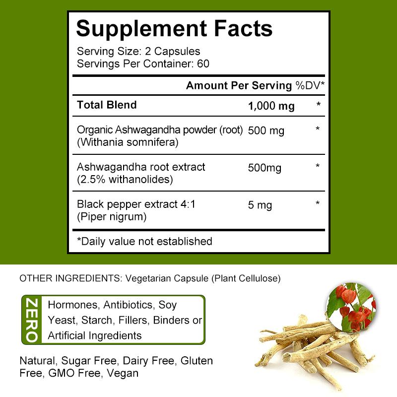 Ashwagandha Extract Capsules Antioxidant Reduces Fat Relieves Stress Improves Sleep Enhances Immunity