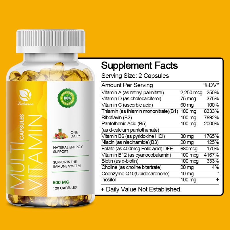 LUKAREE Multivitamin Capsules with 23 Mitamins and Minerals for Energy Immune Support Healthy Bones & Heart