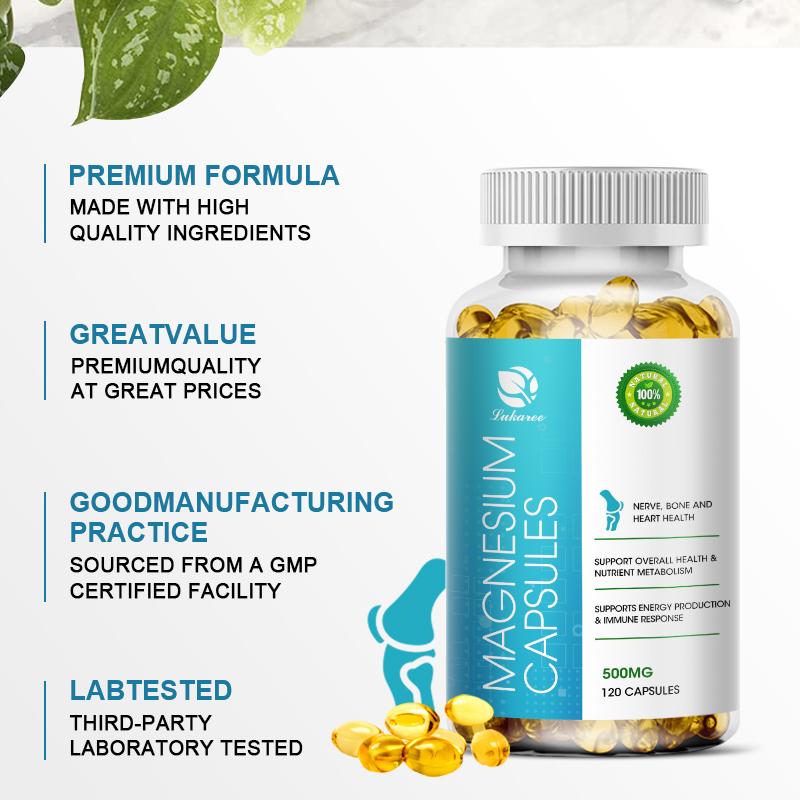 LUKAREE Magnesium Capsules, Bone and Muscle Health, Whole Body Support, 500 Mg