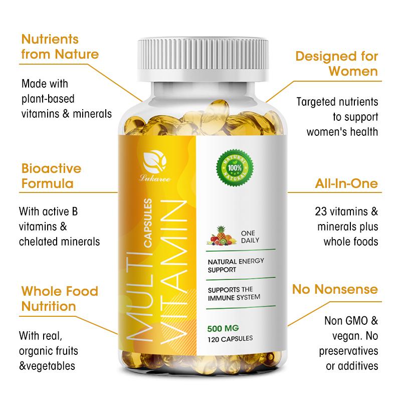 LUKAREE Multivitamin Capsules with 23 Mitamins and Minerals for Energy Immune Support Healthy Bones & Heart