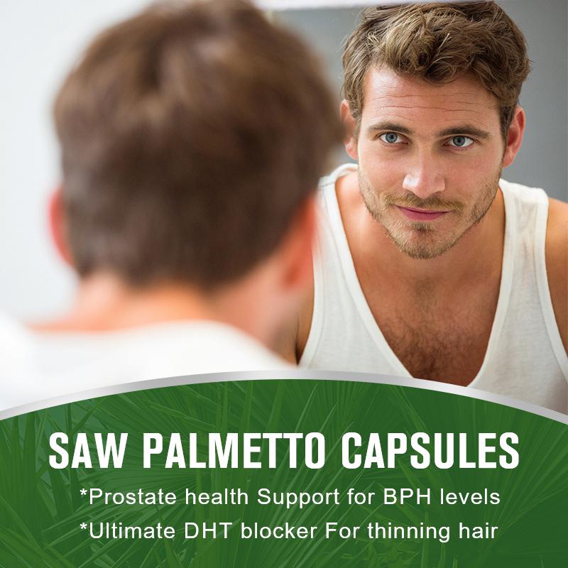 LUKAREE Saw Palmetto Mens Prostate Supplements Help Reduce Prostate Inflammtion & Baldness - Potent DHT Blocker for Men to Support Hair Growth