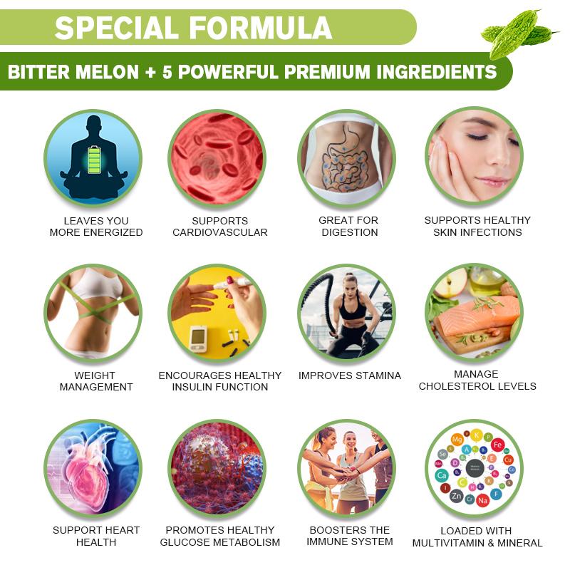 LUKAREE Nature Bitter Melon Extract Capsule Regulate Blood Vessels Lower Blood Sugar Plant-insulin Slimming Help Health