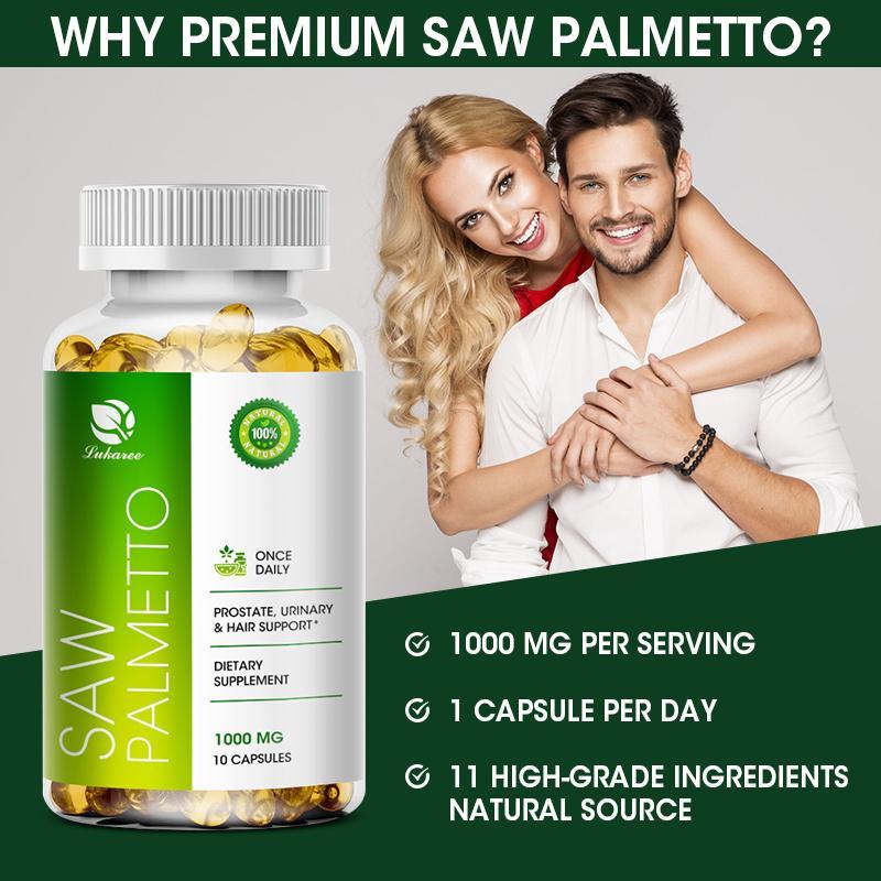 Saw Palmetto Capsules 1000 mg for Prostate Health Extend Puberty Reduce Baldness & Thinning Hair & Regulate Hormone Changes in the Body for Gentlemen Sex Capsule - Lukaree