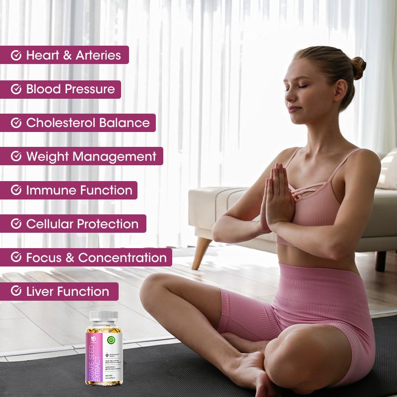 Grape Seed Extract Capsules 200mg with Vitamin C & Iron Anti-oxidation & Anti-aging, Whitening and Freckle Removal, Enhancing Immunity, Anti-allergic