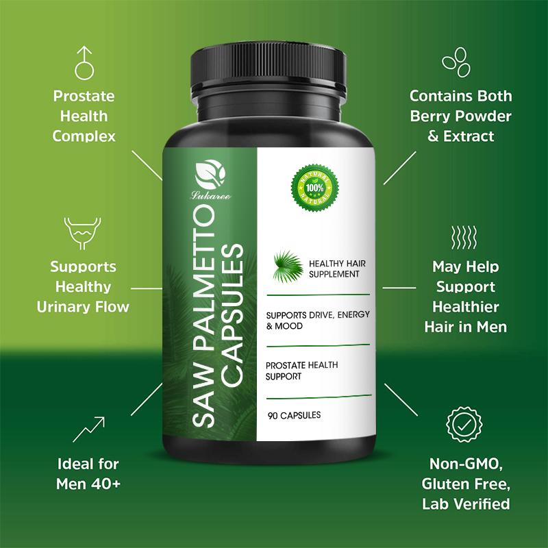 LUKAREE Saw Palmetto Mens Prostate Supplements Help Reduce Prostate Inflammtion & Baldness - Potent DHT Blocker for Men to Support Hair Growth