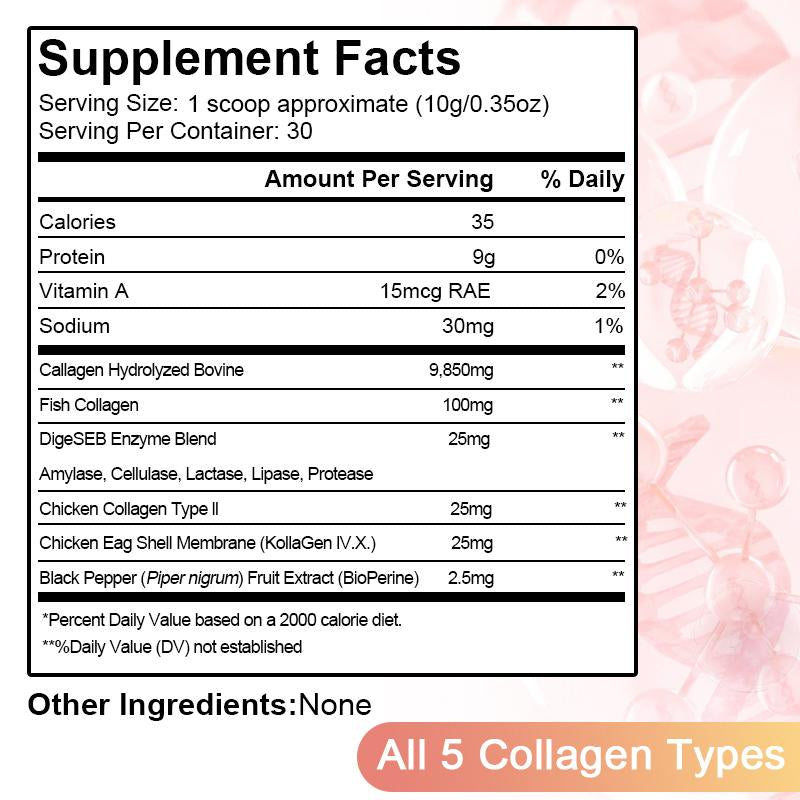 LUKAREE Collagen Powder Hydrolyzed Collagen Peptides for Healthy Skin, Nails, Bones & Joints Collagen Protein Supplement Non-GMO, Gluten Free