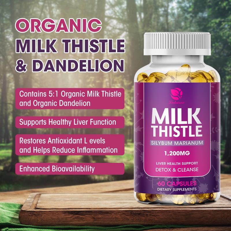 Milk Thistle Silymarin 4:1 Extract 1000mg for Liver Health Lower blood lipids and protect cardiovascular glutathione