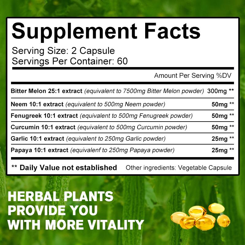 LUKAREE Nature Bitter Melon Extract Capsule Regulate Blood Vessels Lower Blood Sugar Plant-insulin Slimming Help Health