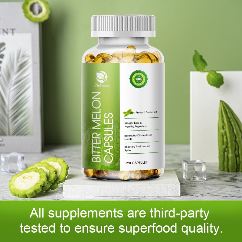 LUKAREE Nature Bitter Melon Extract Capsule Regulate Blood Vessels Lower Blood Sugar Plant-insulin Slimming Help Health