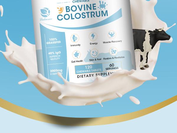 Lukaree Bovine Colostrum Tablets Chewable Supplement for Immune Support
