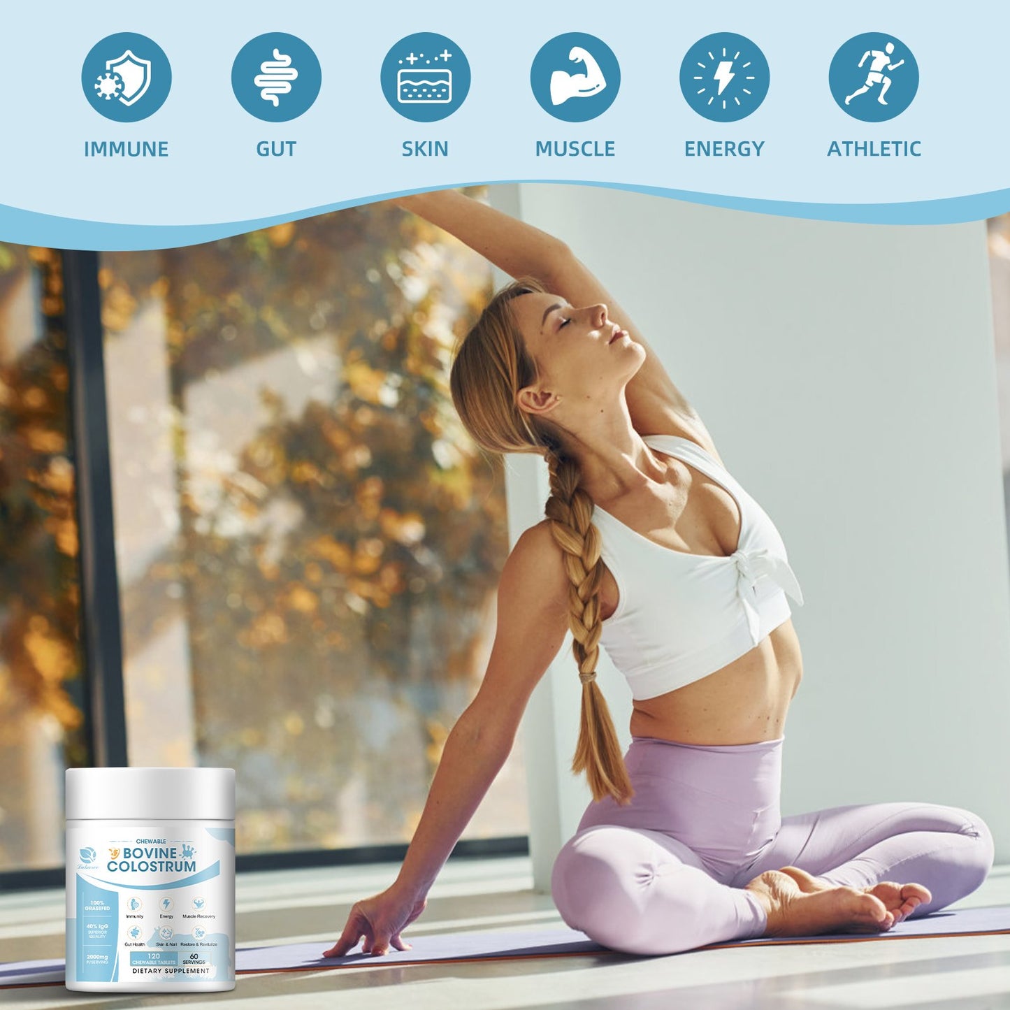 Lukaree Bovine Colostrum Tablets Chewable Supplement for Immune Support