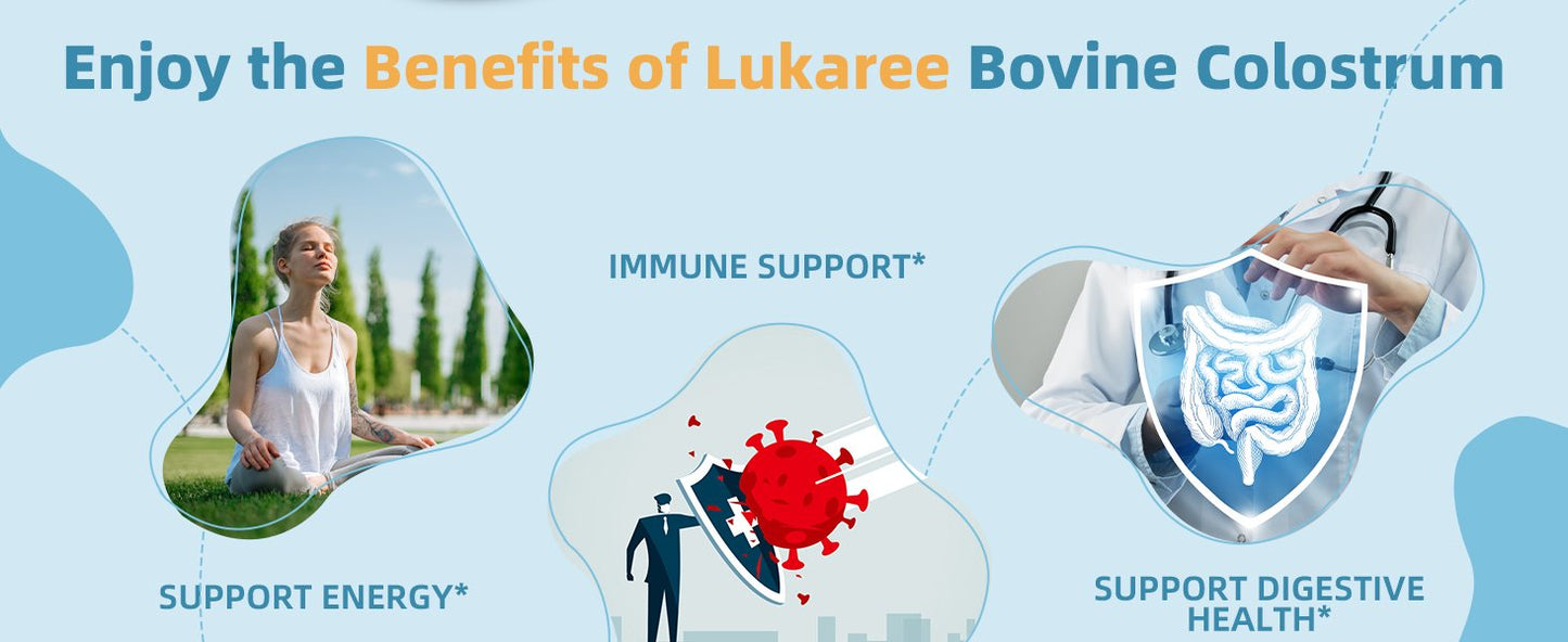 Lukaree Bovine Colostrum Tablets Chewable Supplement for Immune Support
