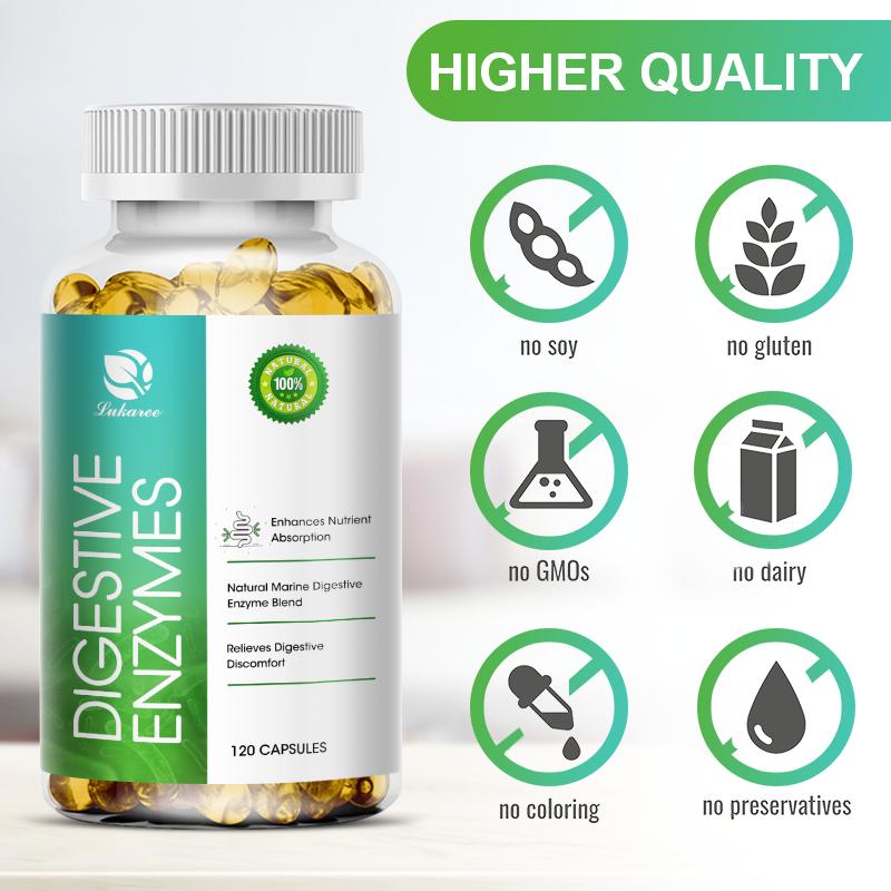 Digestive Enzyme Capsules Prebiotic & Probiotic Supplements Vegetarian Formula Better Digestion & Lactose Absorption