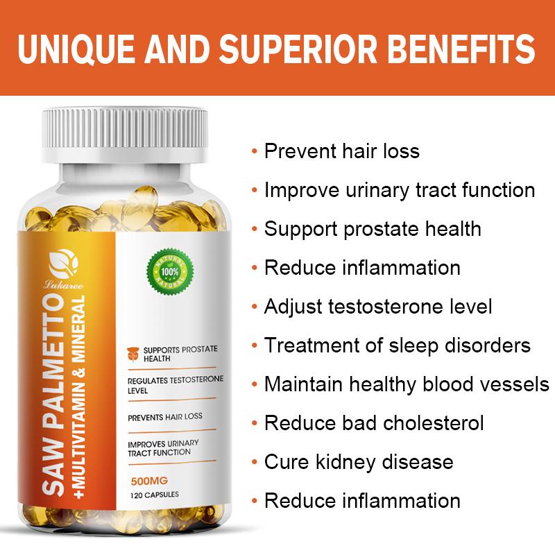 Saw Palmetto Capsules Supports Prostate Health Urinary Tract Function Improves Fertility
